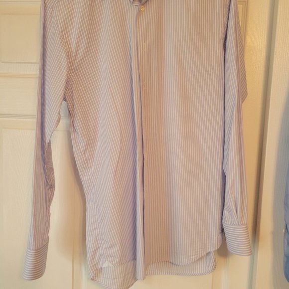 Harrods of London Mens Dress Shirt 15.5/39 Blue White striped Extra Fine Cotton - Picture 11 of 11